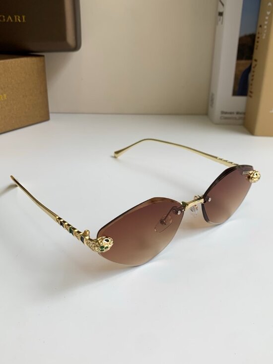 Bvlgari Serpenti Rimless Gradient Brown Sunglasses